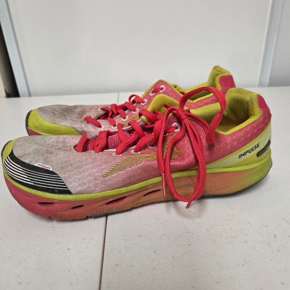 Altra Impulse Womens Running Shoes Pink Lime Green Zero Drop A2542-3 Size 10.5